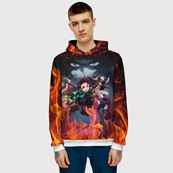 Толстовка-худи мужская KIMETSU NO YAIBA, цвет: 3D-белый — фото 2