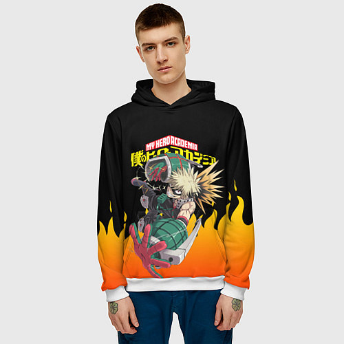 Мужская толстовка MY HERO ACADEMIA яркое пламя / 3D-Белый – фото 3