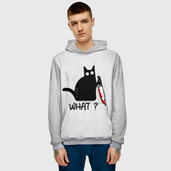 Толстовка-худи мужская What cat, цвет: 3D-меланж — фото 2