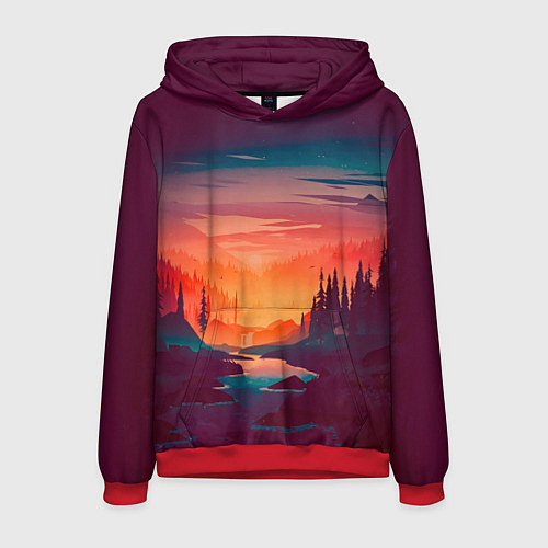 Мужская толстовка Minimal forest sunset / 3D-Красный – фото 1