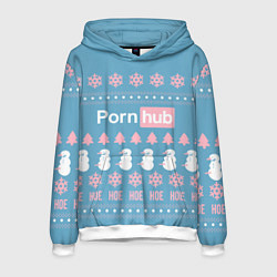 Толстовка-худи мужская Pornhub - christmas sweater, цвет: 3D-белый