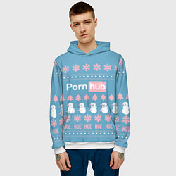 Толстовка-худи мужская Pornhub - christmas sweater, цвет: 3D-белый — фото 2
