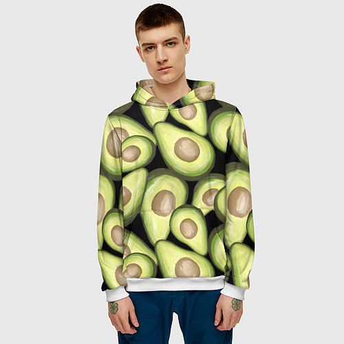 Мужская толстовка Avocado background / 3D-Белый – фото 3