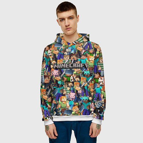 Мужская толстовка MINECRAFT ПЕРСОНАЖИ / 3D-Белый – фото 3