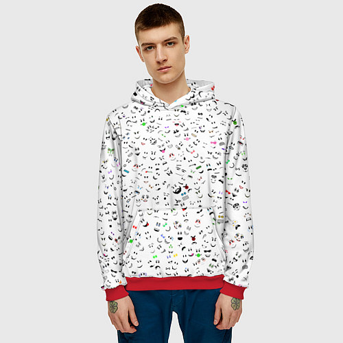 Мужская толстовка Rolbox лица / 3D-Красный – фото 3