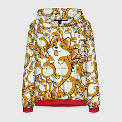 Толстовка-худи мужская Корги, цвет: 3D-красный