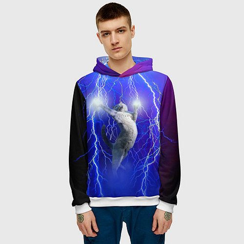 Мужская толстовка Грозовой кошак / 3D-Белый – фото 3