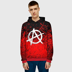Толстовка-худи мужская АНАРХИЯ, цвет: 3D-красный — фото 2