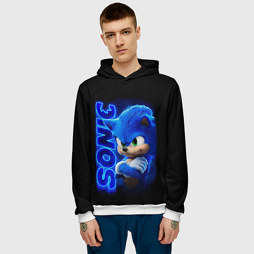 Мужская толстовка SONIC / 3D-Белый – фото 3