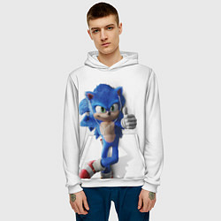 Толстовка-худи мужская SONIC, цвет: 3D-белый — фото 2