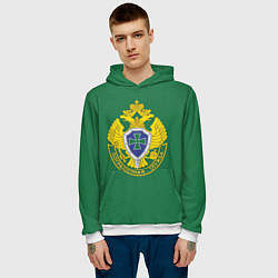 Толстовка-худи мужская Пограничная служба зеленый, цвет: 3D-белый — фото 2