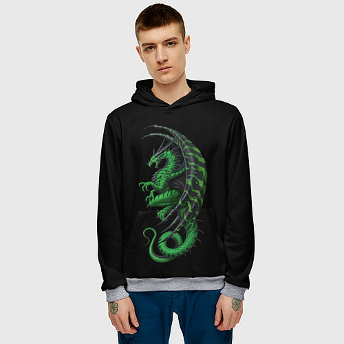 Мужская толстовка Green Dragon / 3D-Меланж – фото 3