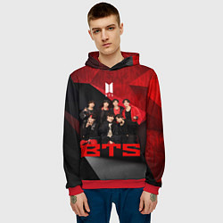 Толстовка-худи мужская BTS, цвет: 3D-красный — фото 2