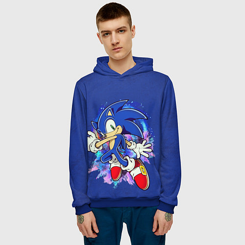 Мужская толстовка Sonic / 3D-Синий – фото 3