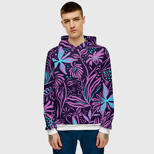 Мужская толстовка Цветы / 3D-Белый – фото 3