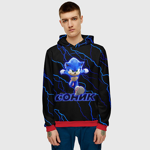 Мужская толстовка СОНИК / 3D-Красный – фото 3