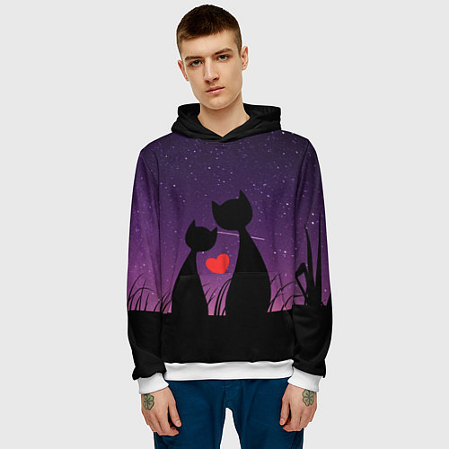 Мужская толстовка Котики / 3D-Белый – фото 3