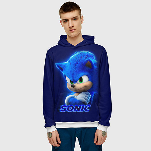 Мужская толстовка SONIC / 3D-Белый – фото 3