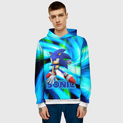 Толстовка-худи мужская Sonic, цвет: 3D-белый — фото 2