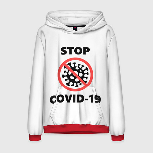 Мужская толстовка STOP COVID-19 / 3D-Красный – фото 1