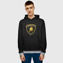 Толстовка-худи мужская Lamborghini logo n carbone, цвет: 3D-меланж — фото 2