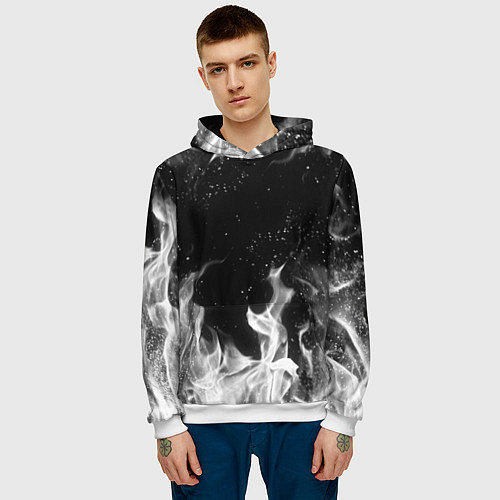 Мужская толстовка БЕЛЫЙ ОГОНЬ / 3D-Белый – фото 3