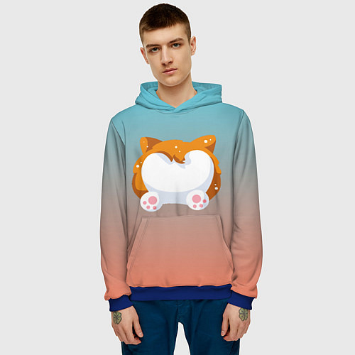 Мужская толстовка Милый корги / 3D-Синий – фото 3