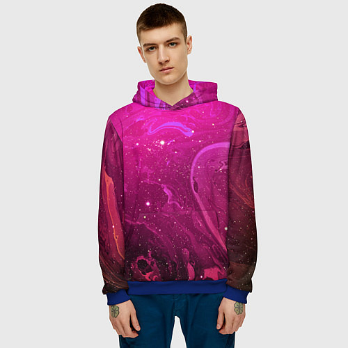 Мужская толстовка РОЗОВЫЙ КОСМОС / 3D-Синий – фото 3