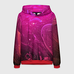 Толстовка-худи мужская РОЗОВЫЙ КОСМОС, цвет: 3D-красный