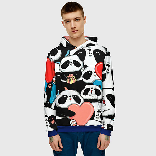 Мужская толстовка Панды / 3D-Синий – фото 3