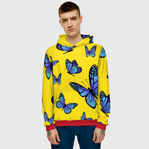 Мужская толстовка БАБОЧКИ / 3D-Красный – фото 3