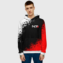 Толстовка-худи мужская MASS EFFECT N7, цвет: 3D-белый — фото 2