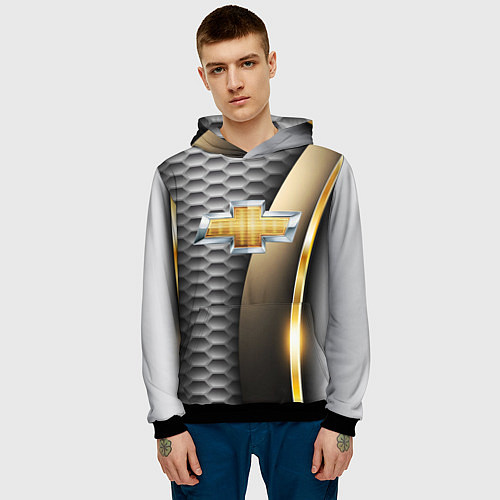 Мужская толстовка CHEVROLET / 3D-Черный – фото 3