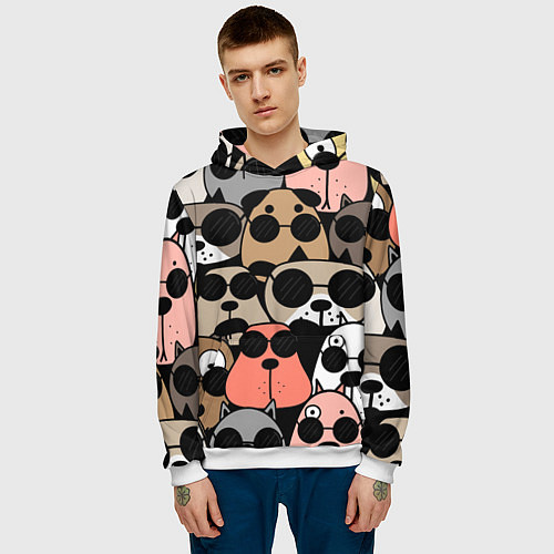 Мужская толстовка Серьезные псы / 3D-Белый – фото 3