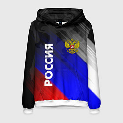 Толстовка-худи мужская РОССИЯ, цвет: 3D-белый