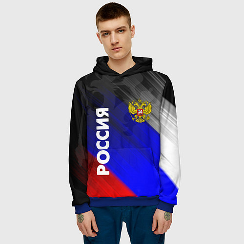 Мужская толстовка РОССИЯ / 3D-Синий – фото 3