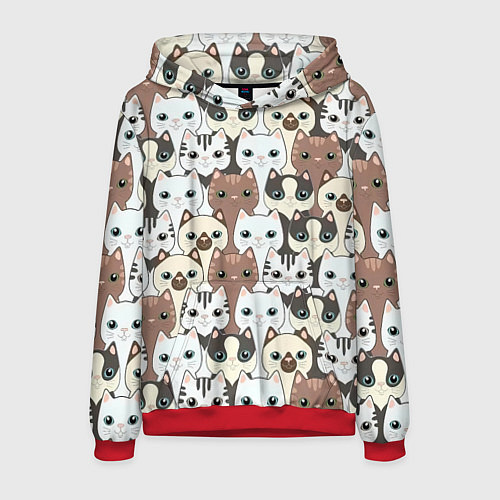 Мужская толстовка Кошачьи моськи / 3D-Красный – фото 1