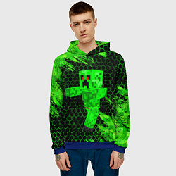 Толстовка-худи мужская MINECRAFT CREEPER, цвет: 3D-синий — фото 2