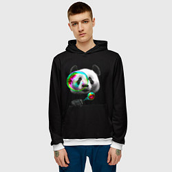 Толстовка-худи мужская Панда и мыльный пузырь, цвет: 3D-белый — фото 2