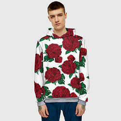 Толстовка-худи мужская Винтажные розы, цвет: 3D-меланж — фото 2