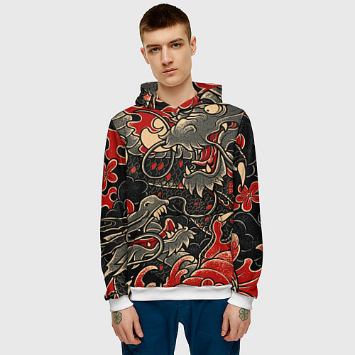 Мужская толстовка Dsquared tatoo DRAGON / 3D-Белый – фото 3