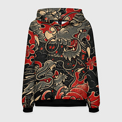 Толстовка-худи мужская Dsquared tatoo DRAGON, цвет: 3D-черный