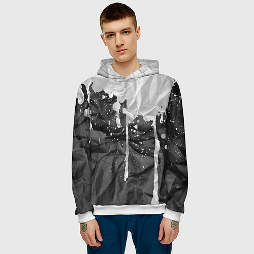 Мужская толстовка Грязная Бумага / 3D-Белый – фото 3