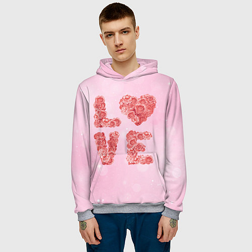 Мужская толстовка Love Розы / 3D-Меланж – фото 3