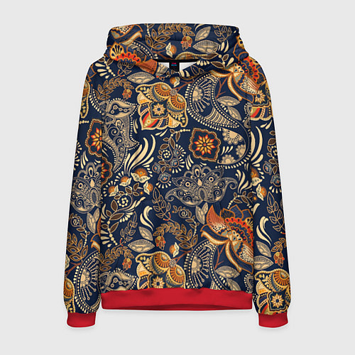 Мужская толстовка Узор орнамент цветы этно / 3D-Красный – фото 1