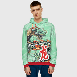 Толстовка-худи мужская Изумрудный дракон, цвет: 3D-красный — фото 2