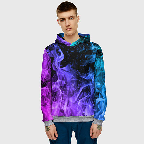 Мужская толстовка ОГОНЬ НЕОН / 3D-Меланж – фото 3