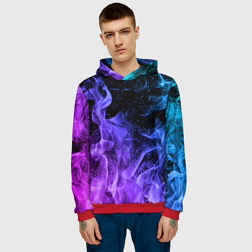 Мужская толстовка ОГОНЬ НЕОН / 3D-Красный – фото 3