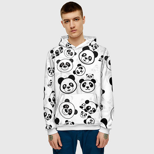 Мужская толстовка Панды / 3D-Белый – фото 3