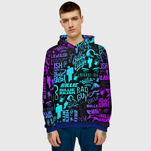 Мужская толстовка BILLIE EILISH БИЛЛИ АЙЛИШ / 3D-Синий – фото 3